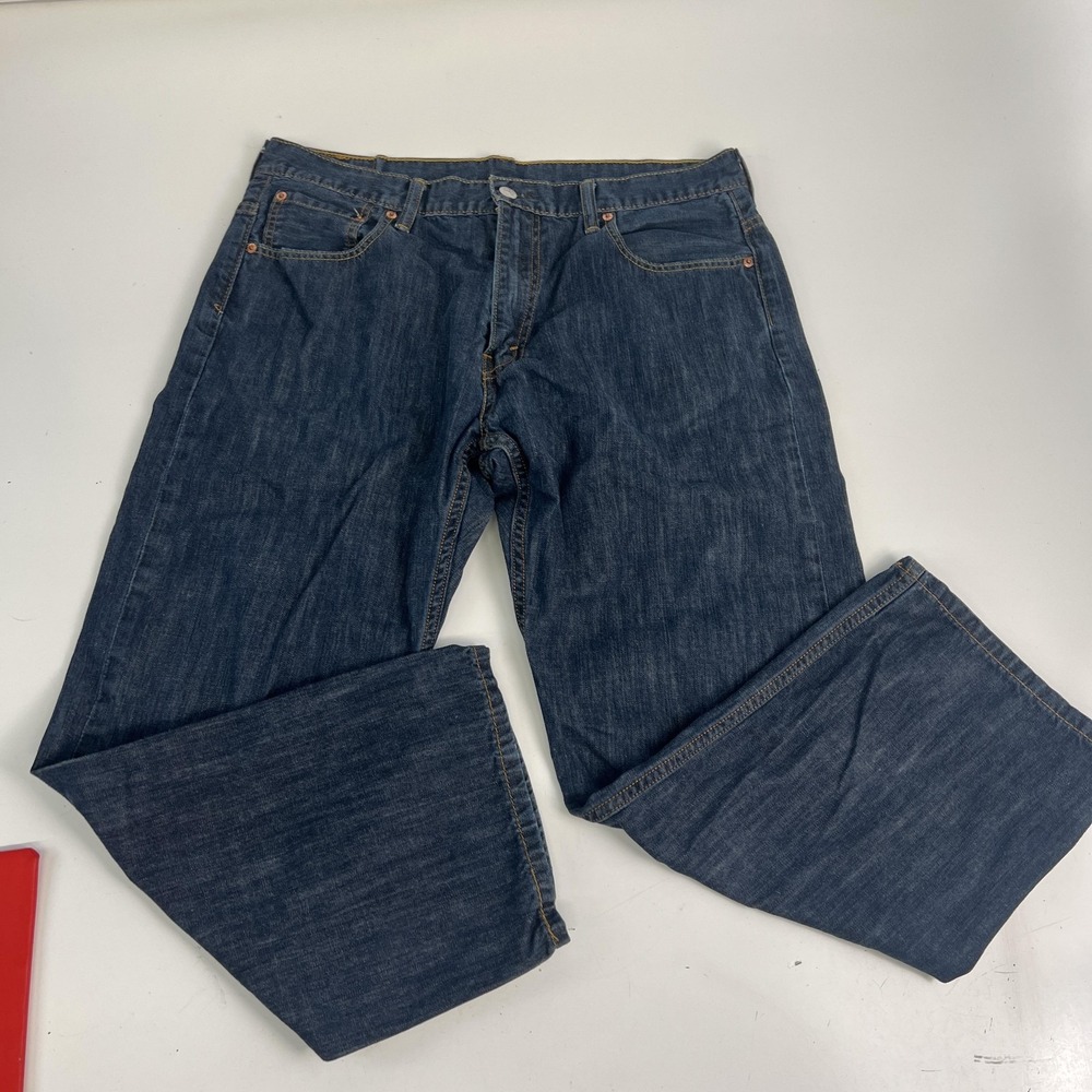 Levis 569 Jeans Mens 36x28 Blue Medium Wash Relaxed Straight Fit Denim Zip Fly